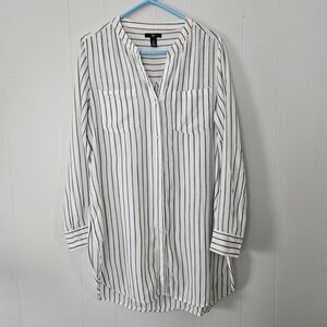 Gap Striped Tunic Shirt Women S Button Up Coastal Oversized Lightweight